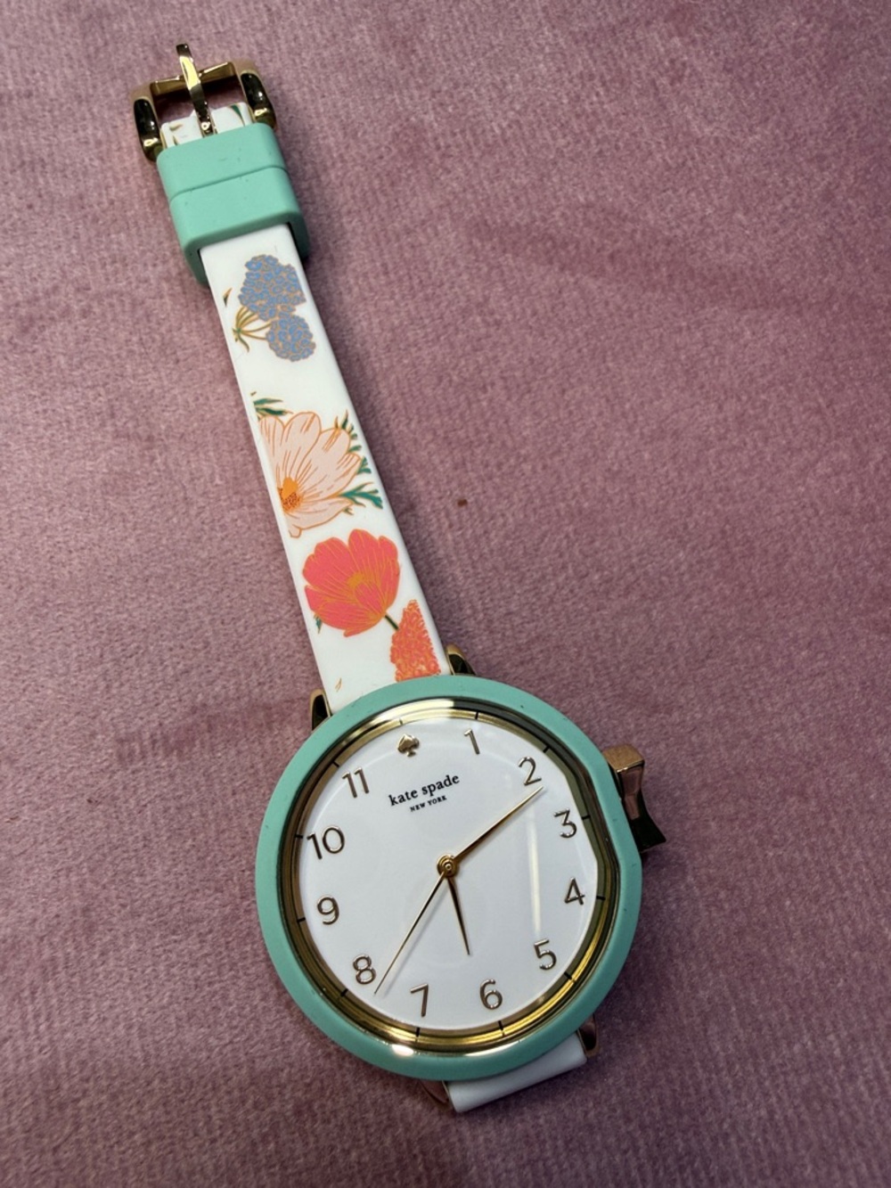 kate spade Mint and White Floral Silicone Strap Watch
